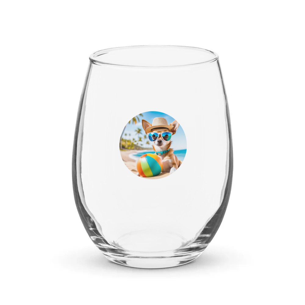 PugMug Custom Chihuahua Stemless Wine Glass