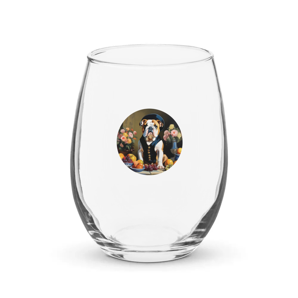 PugMug Custom Bulldog Stemless Wine Glass