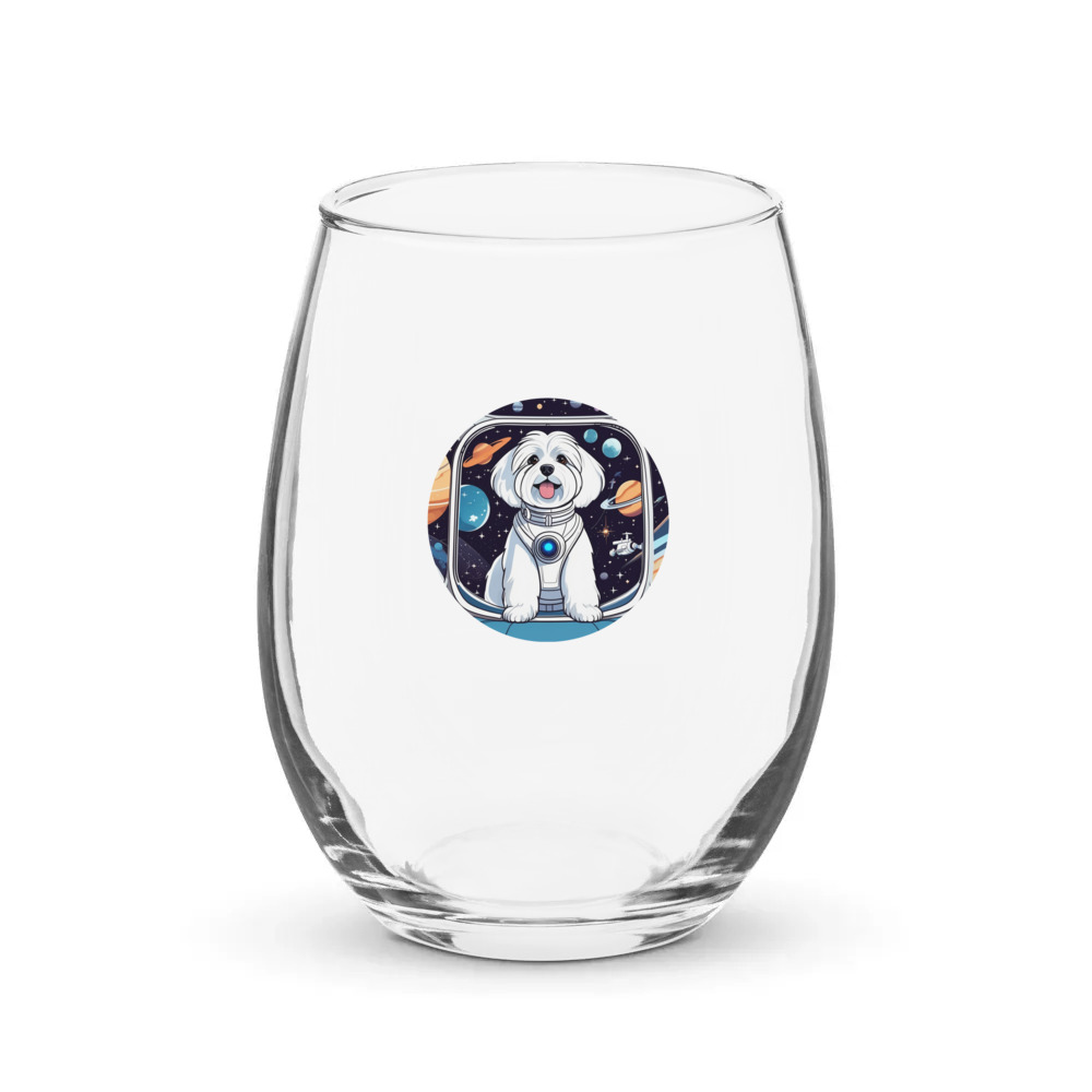 PugMug Custom White Havanese Dog Stemless Wine Glass