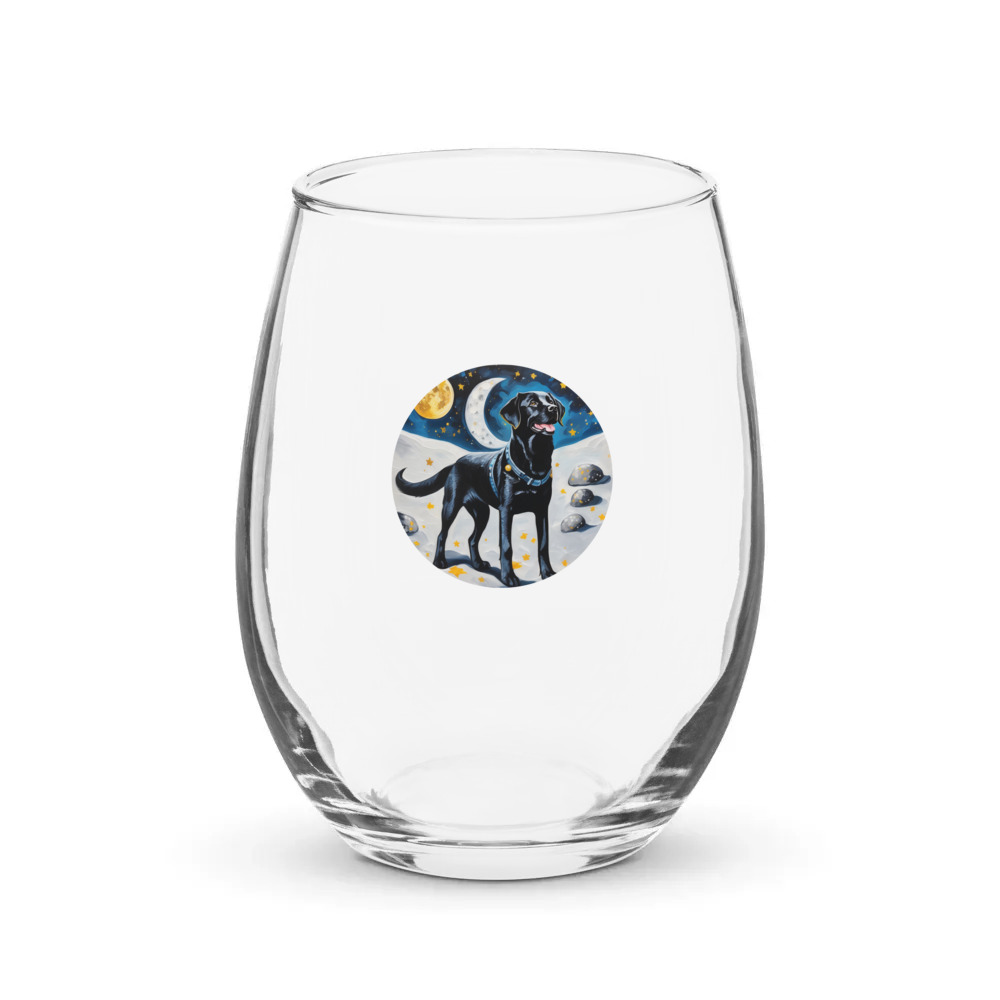 PugMug Custom Black Labrador Retriever Stemless Wine Glass