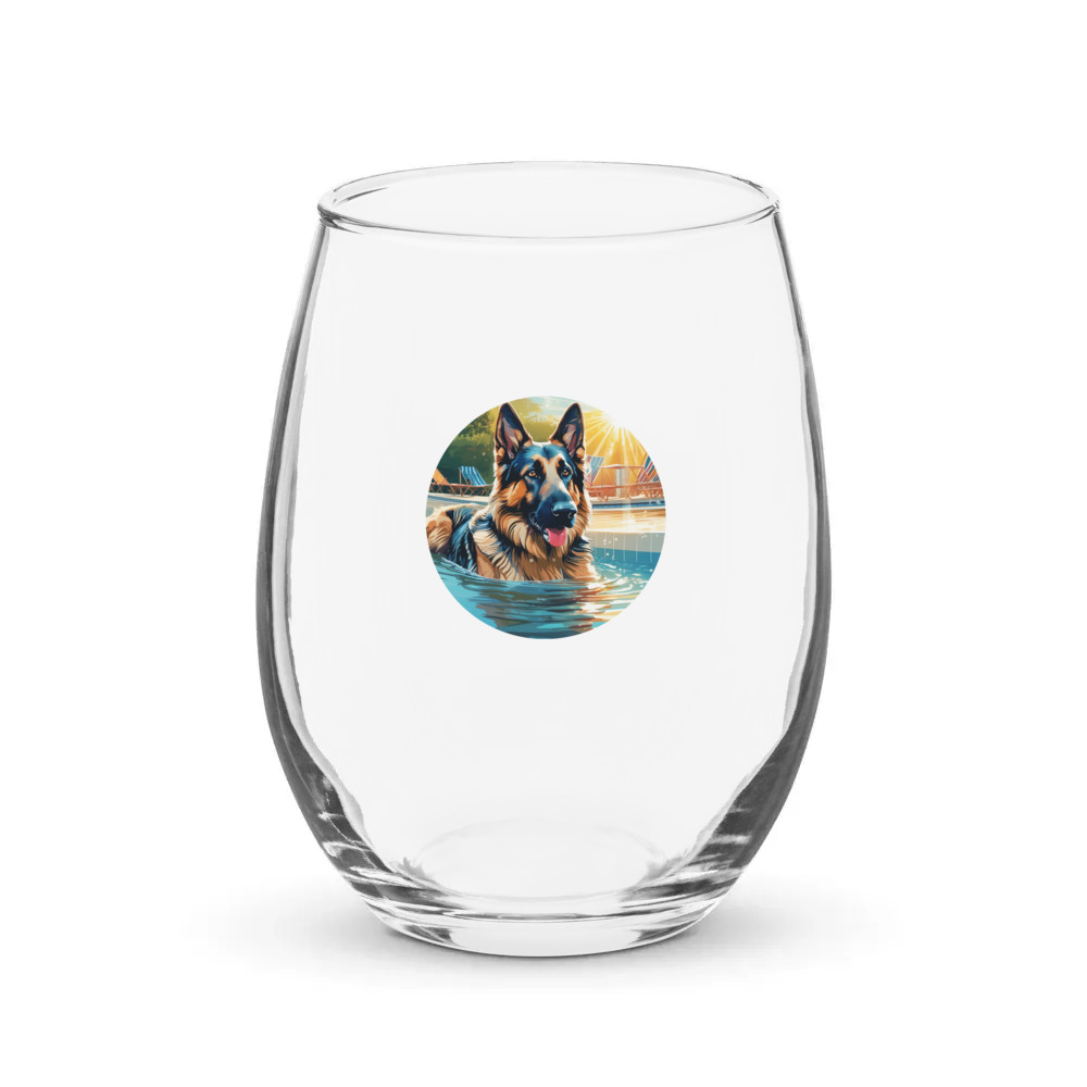 PugMug Custom German Shepherd Dog Stemless Wine Glass