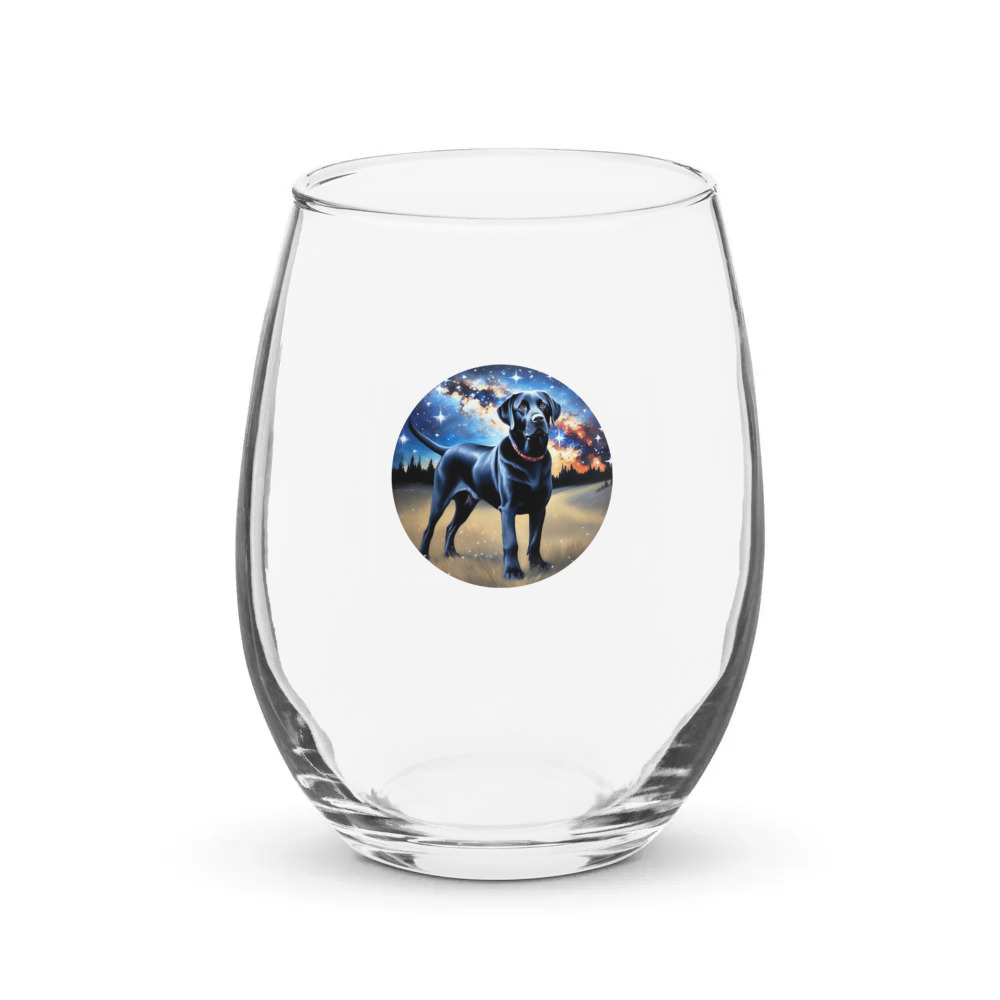 PugMug Custom Black Labrador Retriever Stemless Wine Glass
