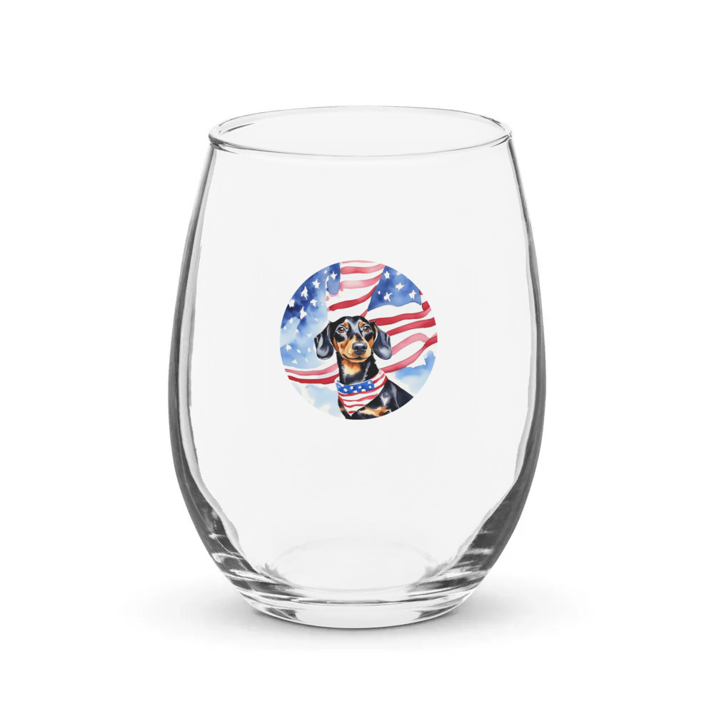 PugMug Custom Black Dachshund Stemless Wine Glass