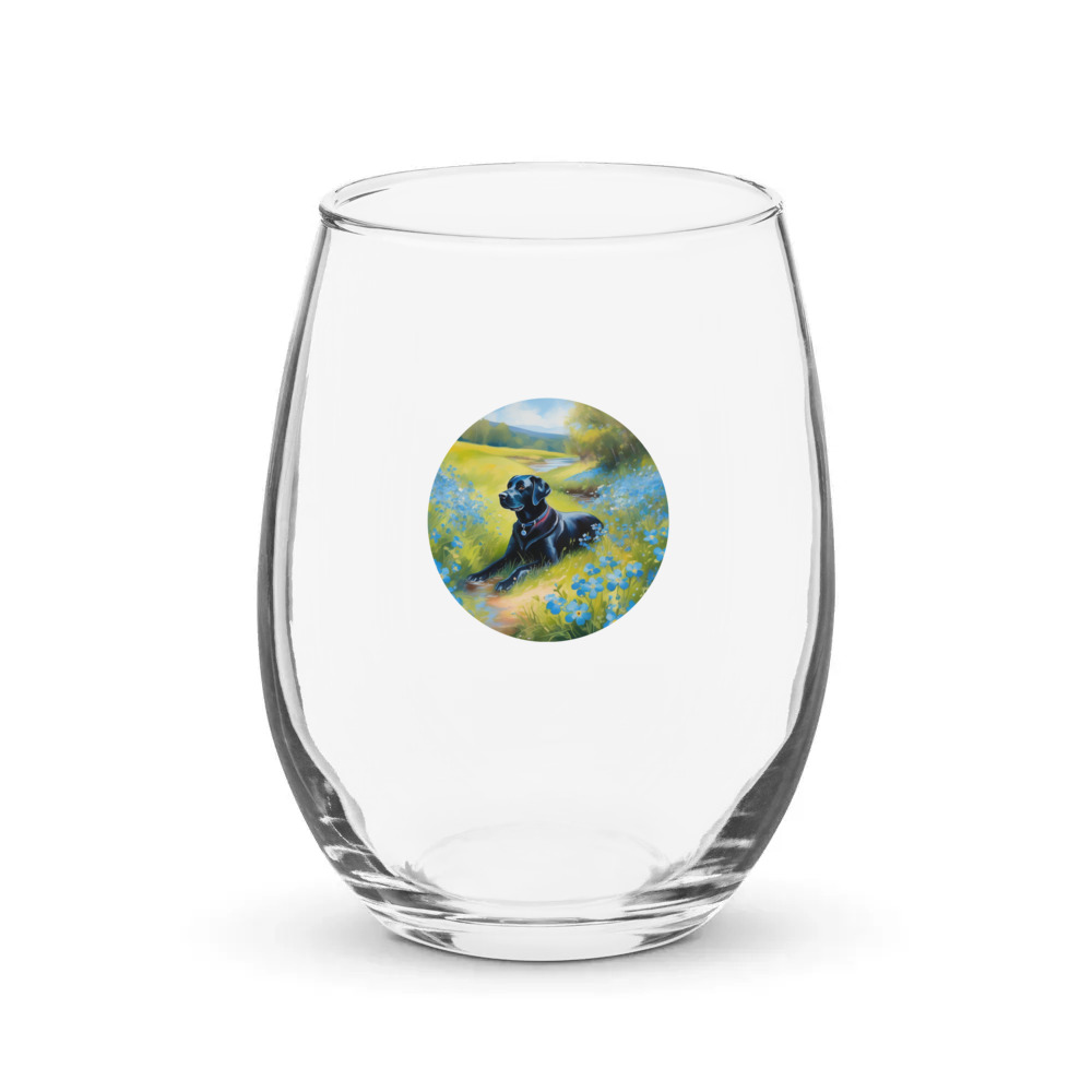 PugMug Custom Black Labrador Retriever Stemless Wine Glass