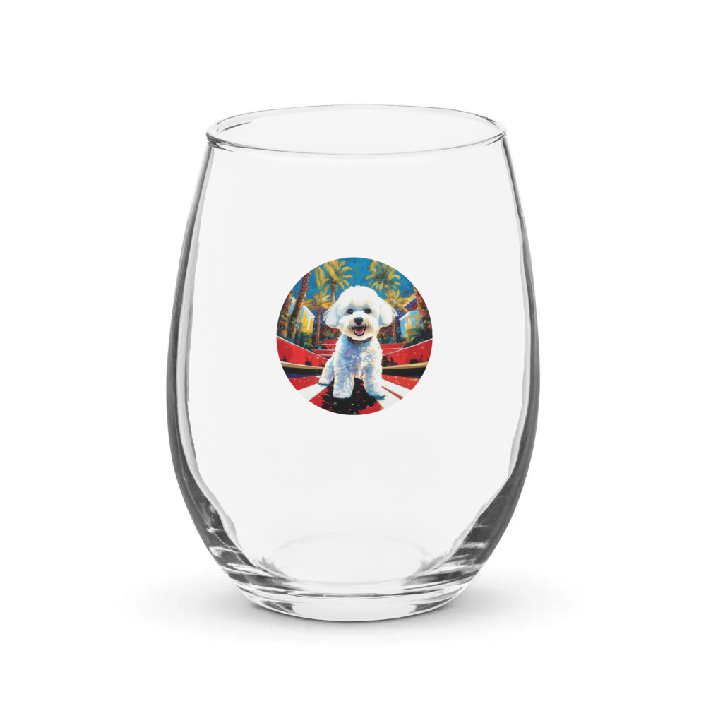 PugMug Custom Bichons Frise Stemless Wine Glass
