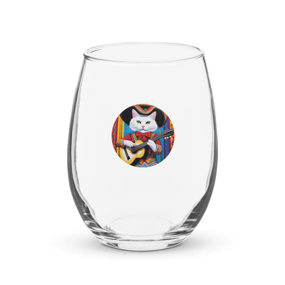 PugMug Custom White Companion Cat Stemless Wine Glass