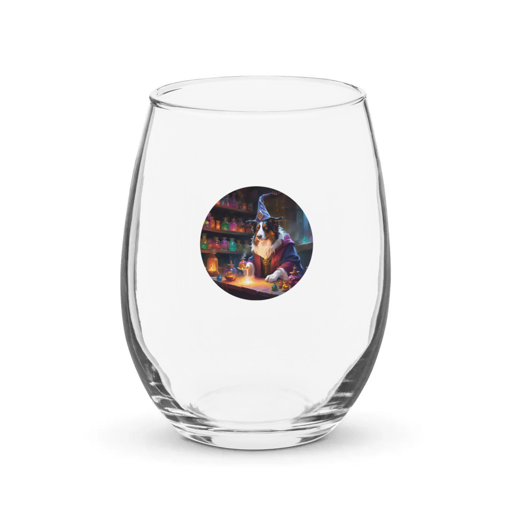 PugMug Custom Miniature American Shepherd Stemless Wine Glass