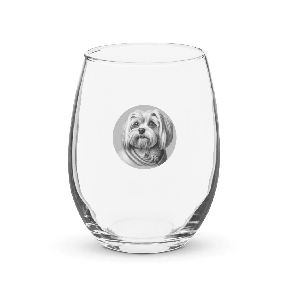 PugMug Custom Maltese Dog Stemless Wine Glass