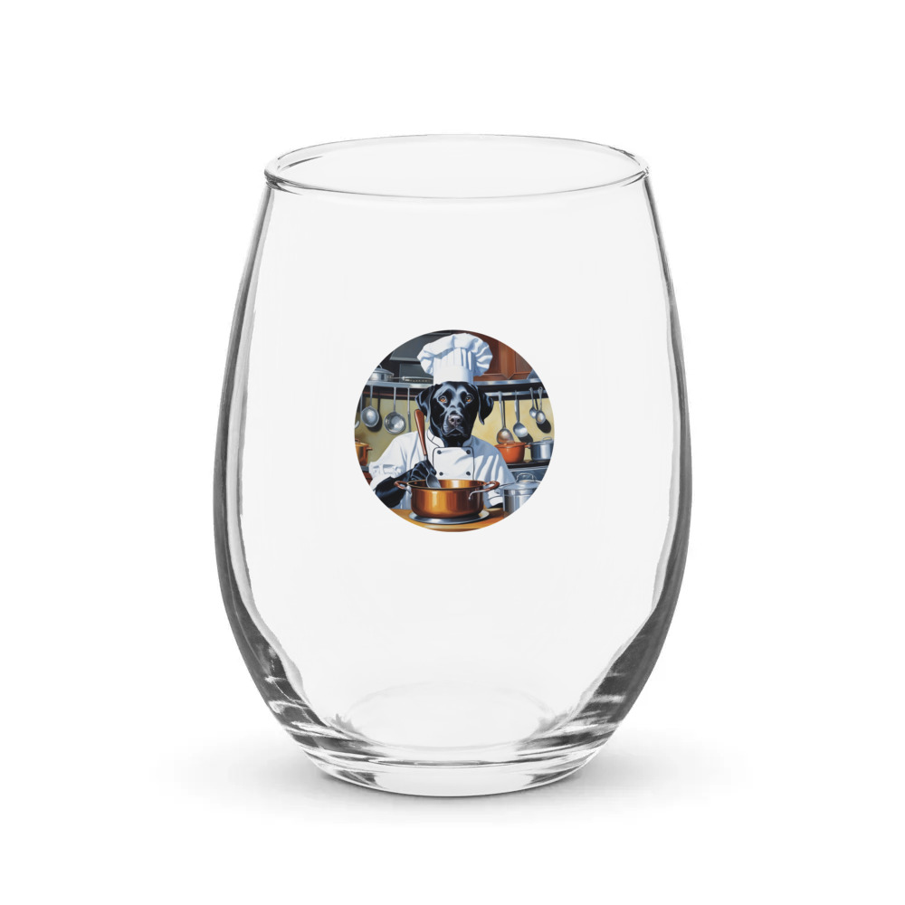 PugMug Custom Black Labrador Retriever Stemless Wine Glass