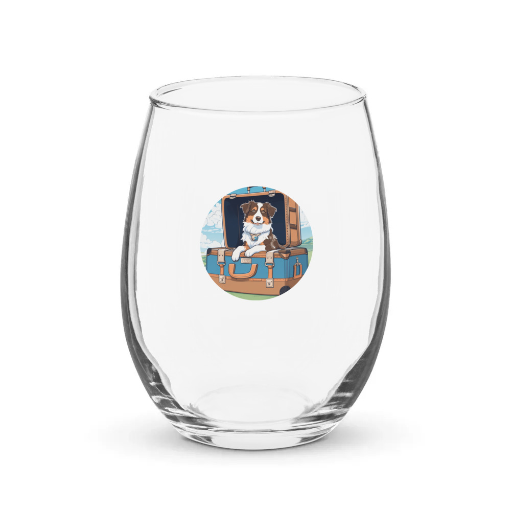 PugMug Custom Australian Shepherd Dog Stemless Wine Glass