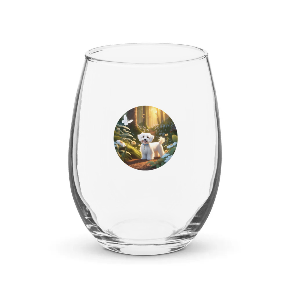 PugMug Custom White Havanese Dog Stemless Wine Glass
