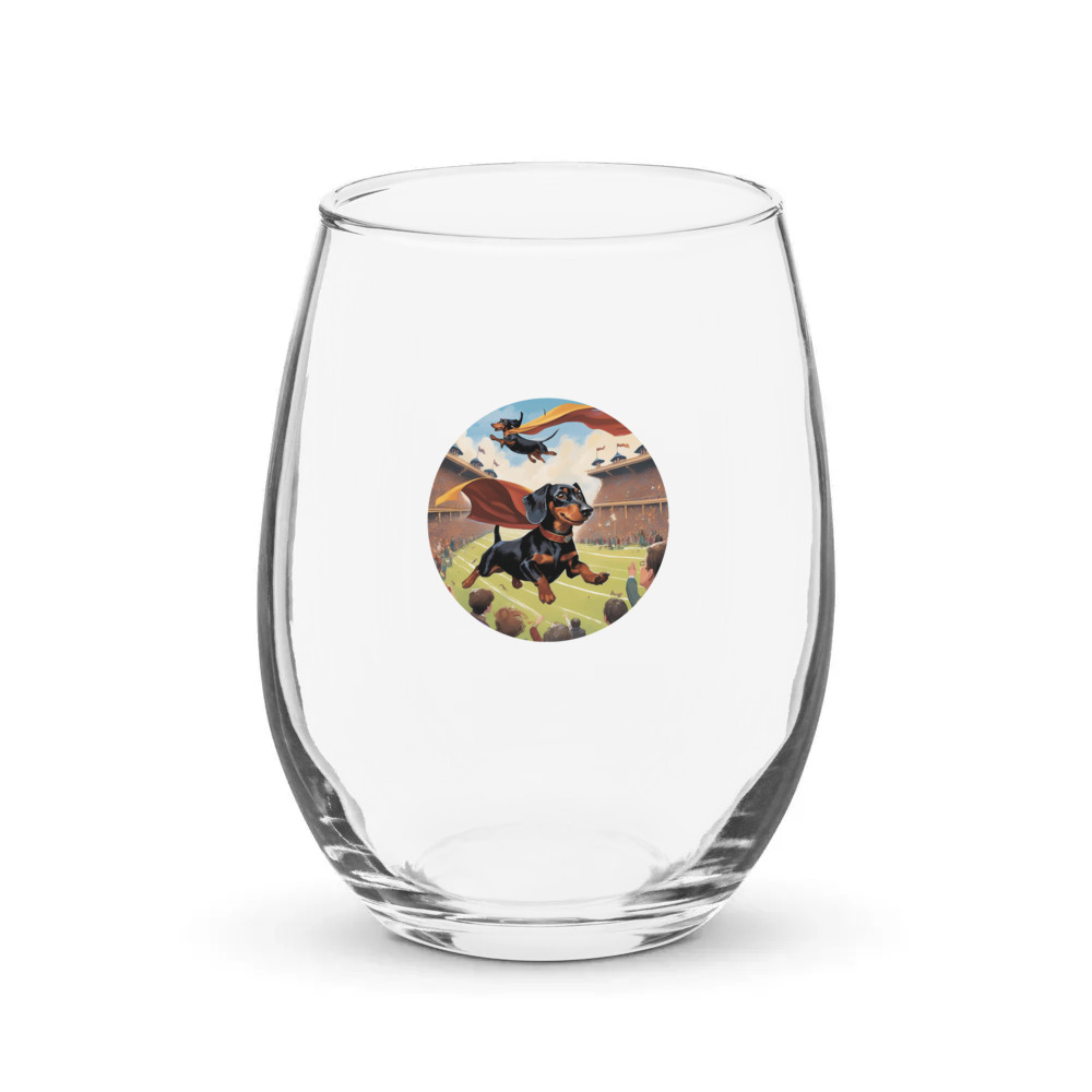 PugMug Custom Black Dachshund Stemless Wine Glass