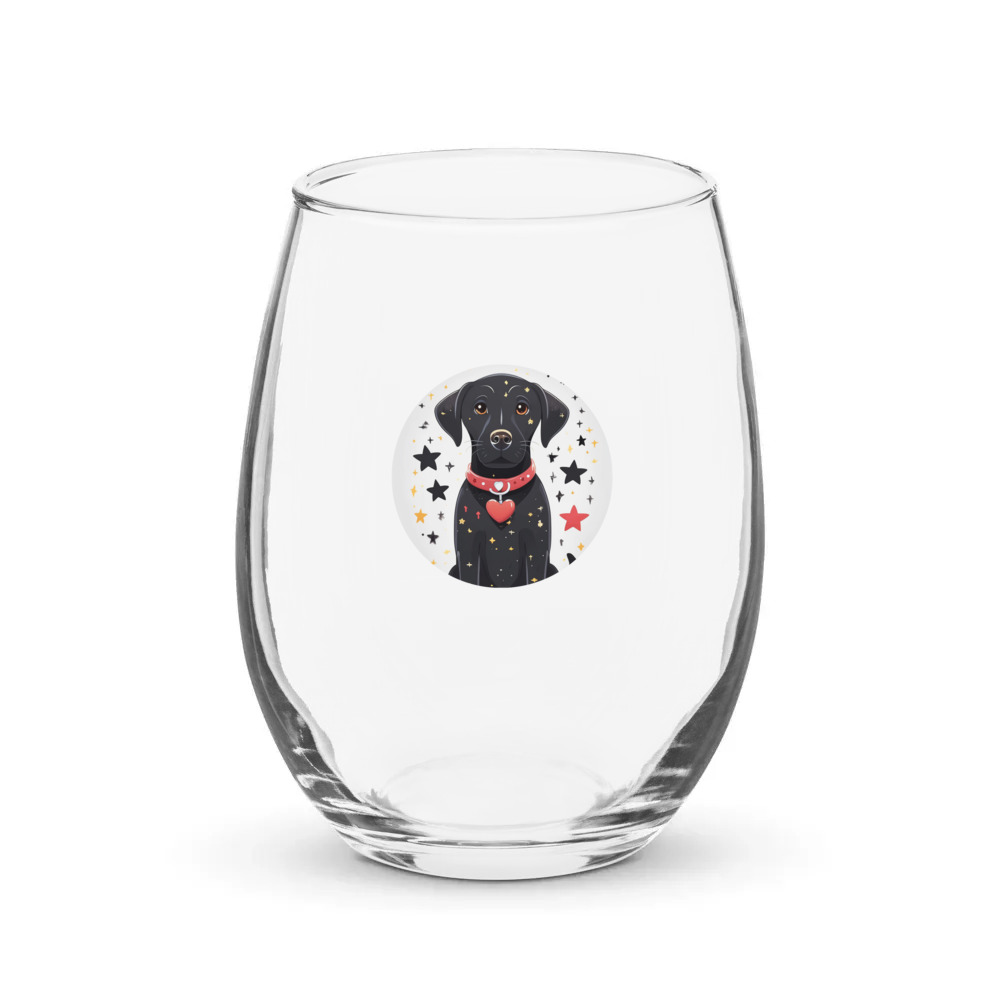PugMug Custom Black Labrador Retriever Stemless Wine Glass