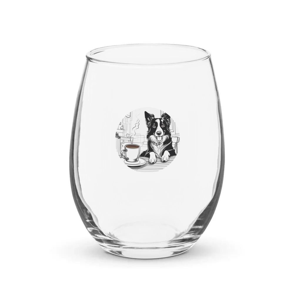 PugMug Custom Border Collie Stemless Wine Glass