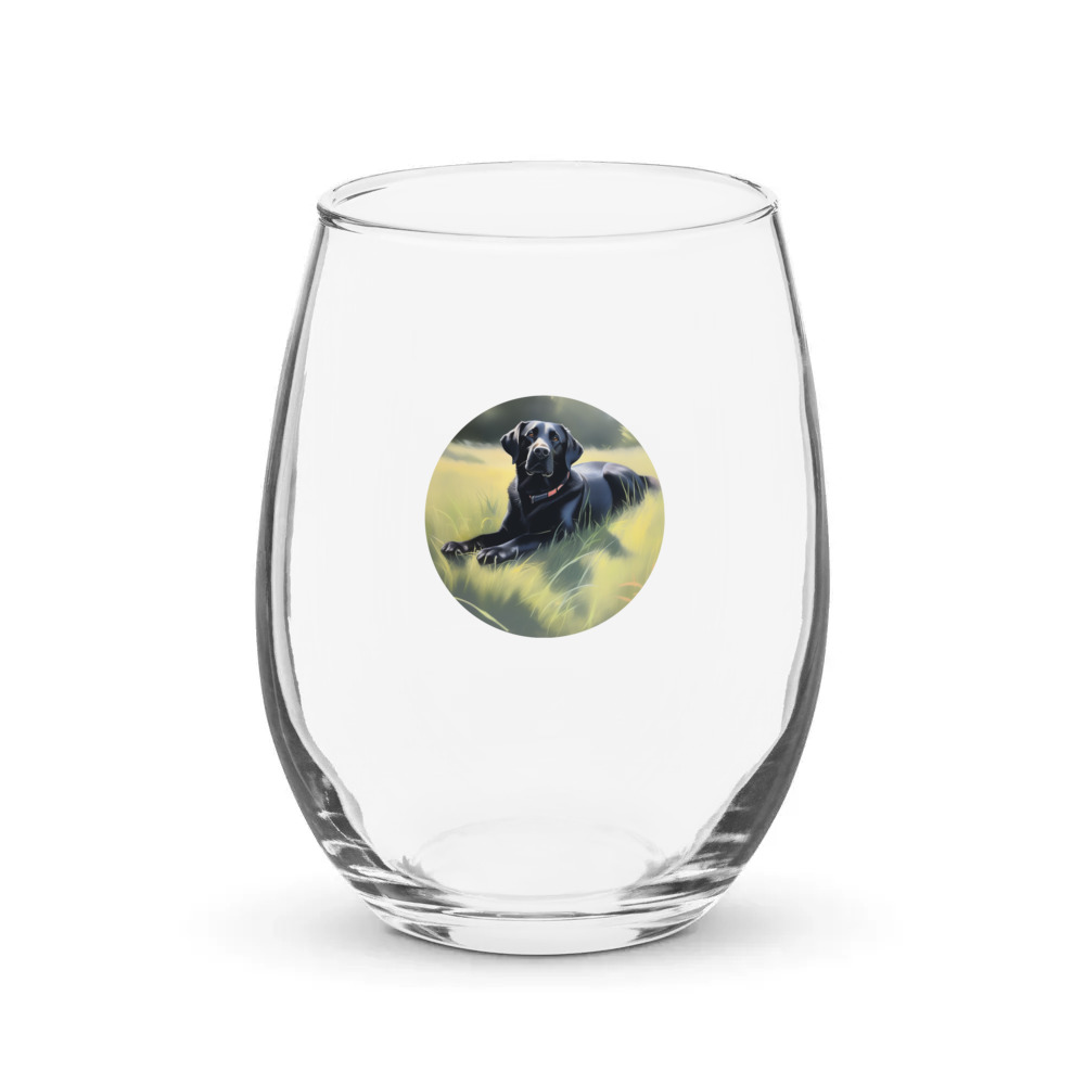 PugMug Custom Black Labrador Retriever Stemless Wine Glass