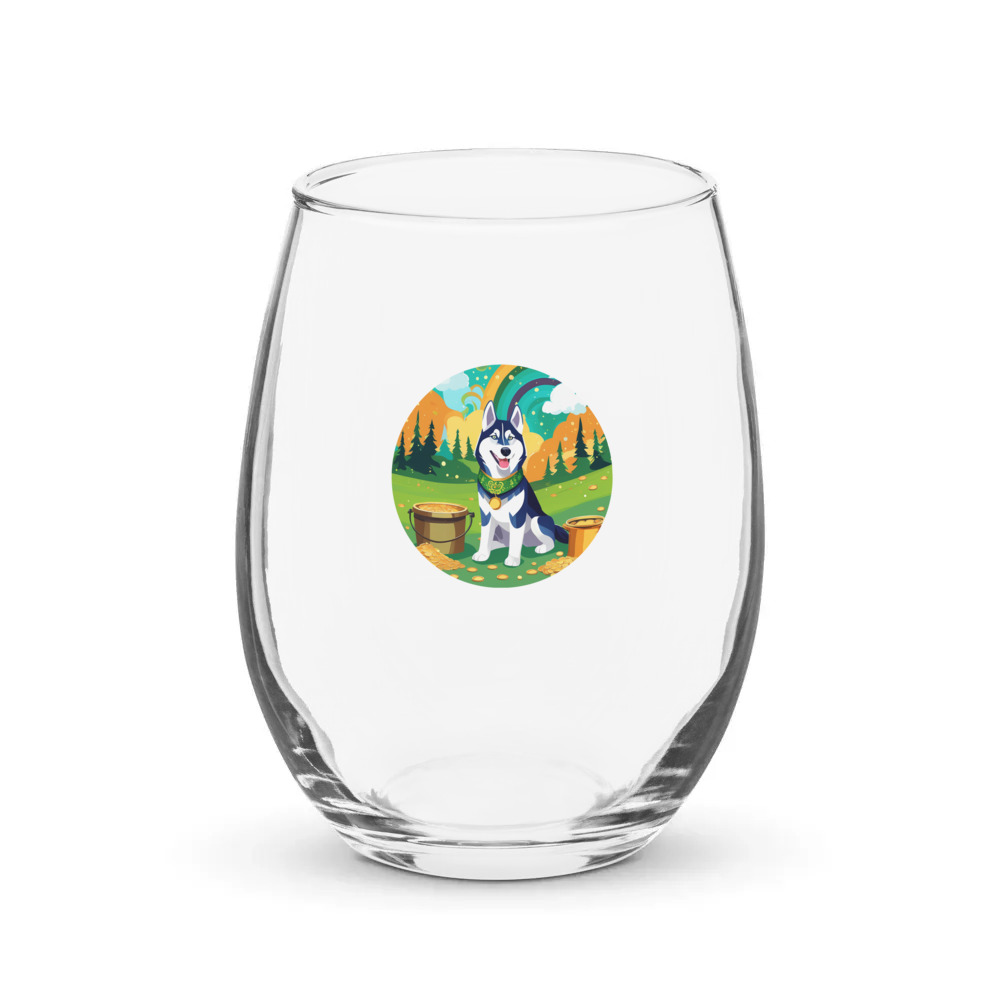 PugMug Custom Siberian Husky Stemless Wine Glass