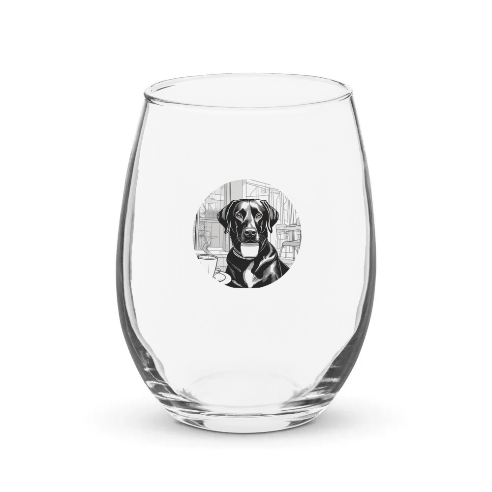 PugMug Custom Black Labrador Retriever Stemless Wine Glass
