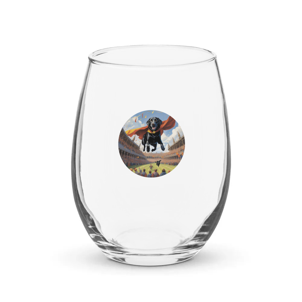 PugMug Custom Black Labrador Retriever Stemless Wine Glass