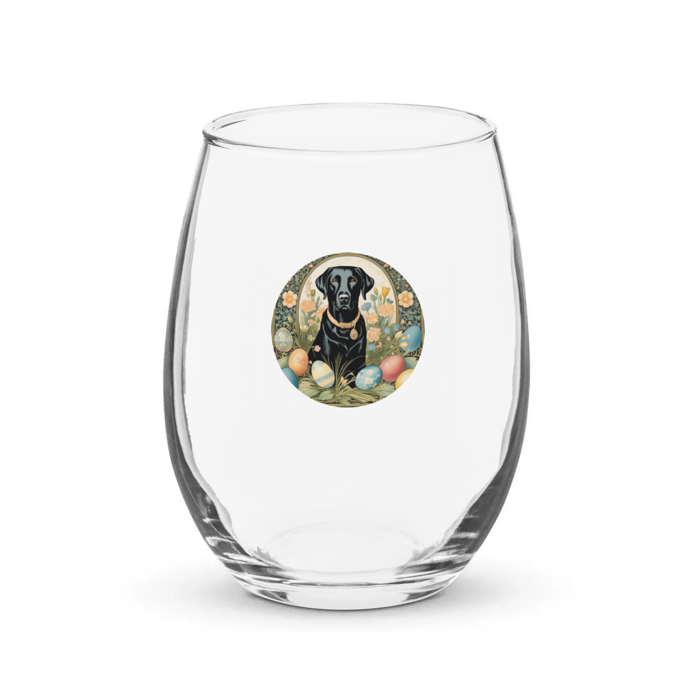 PugMug Custom Black Labrador Retriever Stemless Wine Glass