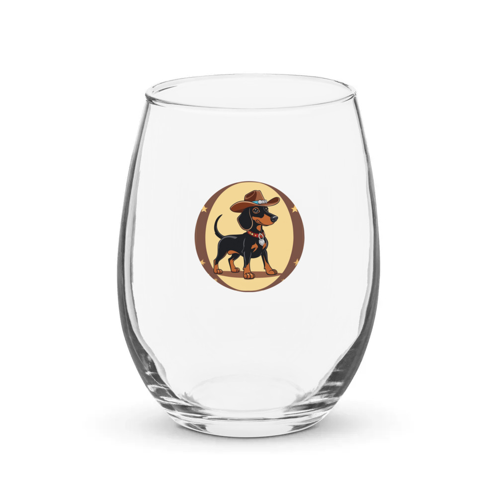 PugMug Custom Black Dachshund Stemless Wine Glass