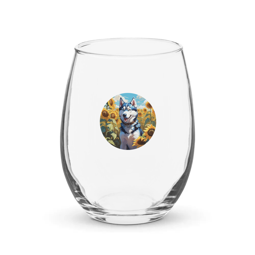 PugMug Custom Siberian Husky Stemless Wine Glass