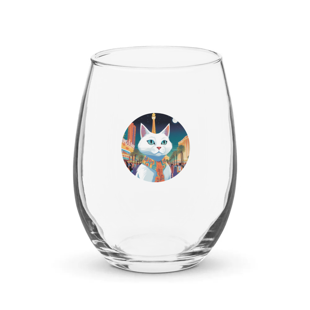 PugMug Custom White Companion Cat Stemless Wine Glass