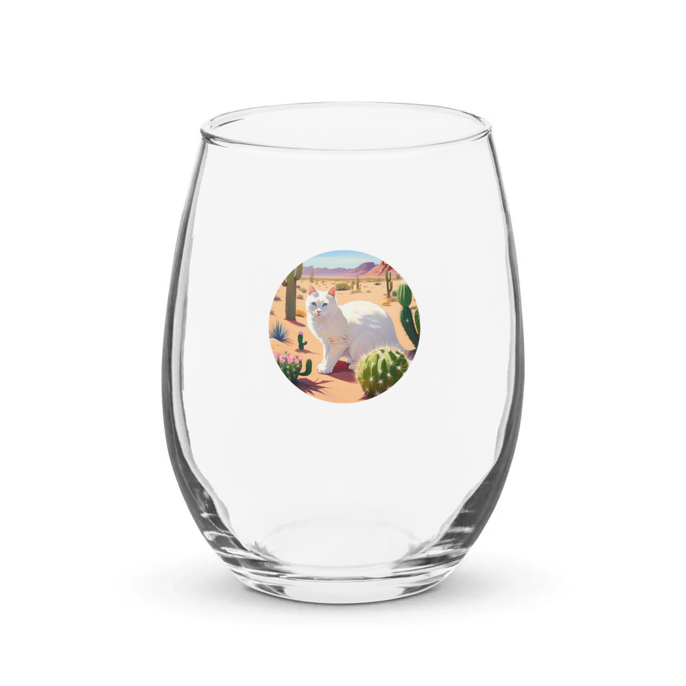 PugMug Custom White Companion Cat Stemless Wine Glass