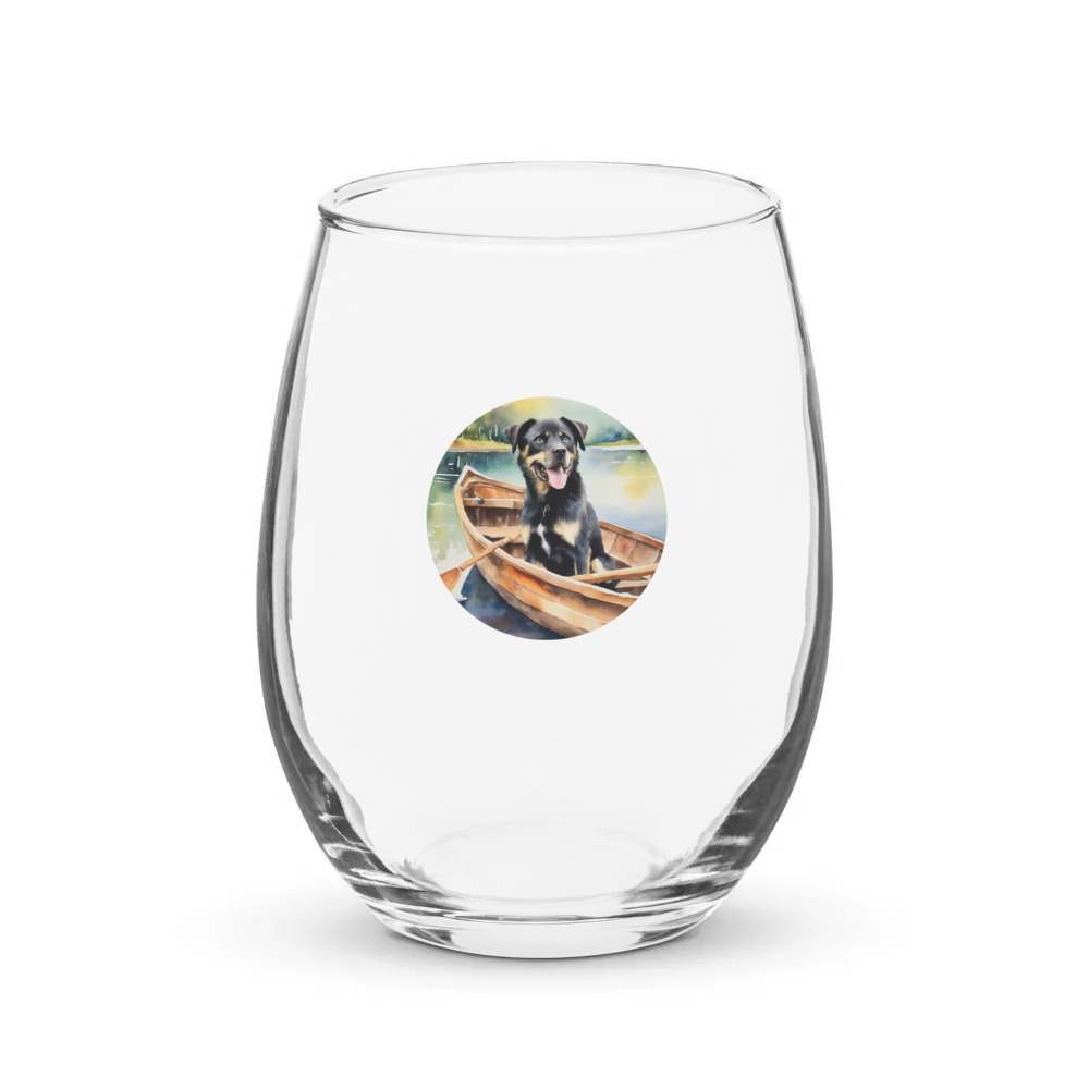 PugMug Custom Blue Stemless Wine Glass