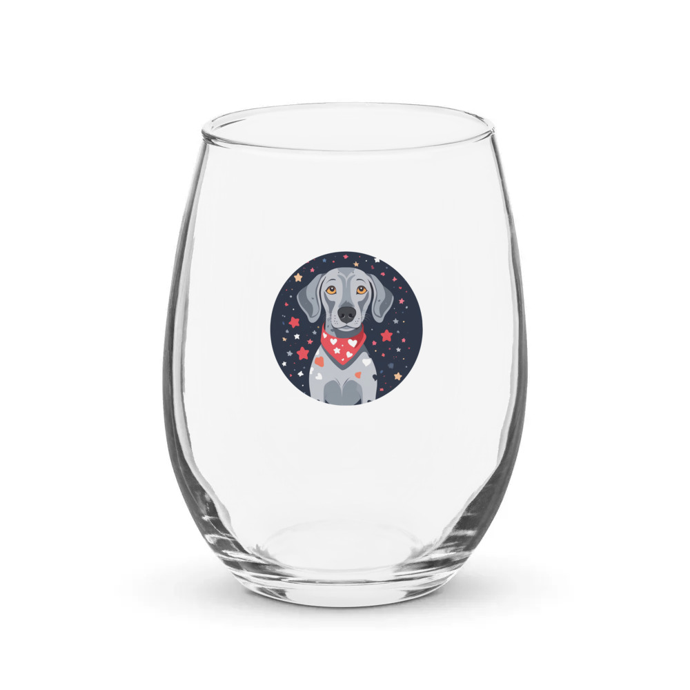 PugMug Custom Weimaraner Stemless Wine Glass
