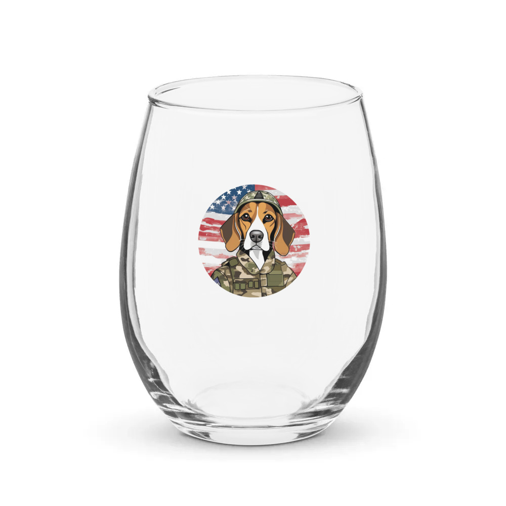 PugMug Custom Beagle Stemless Wine Glass