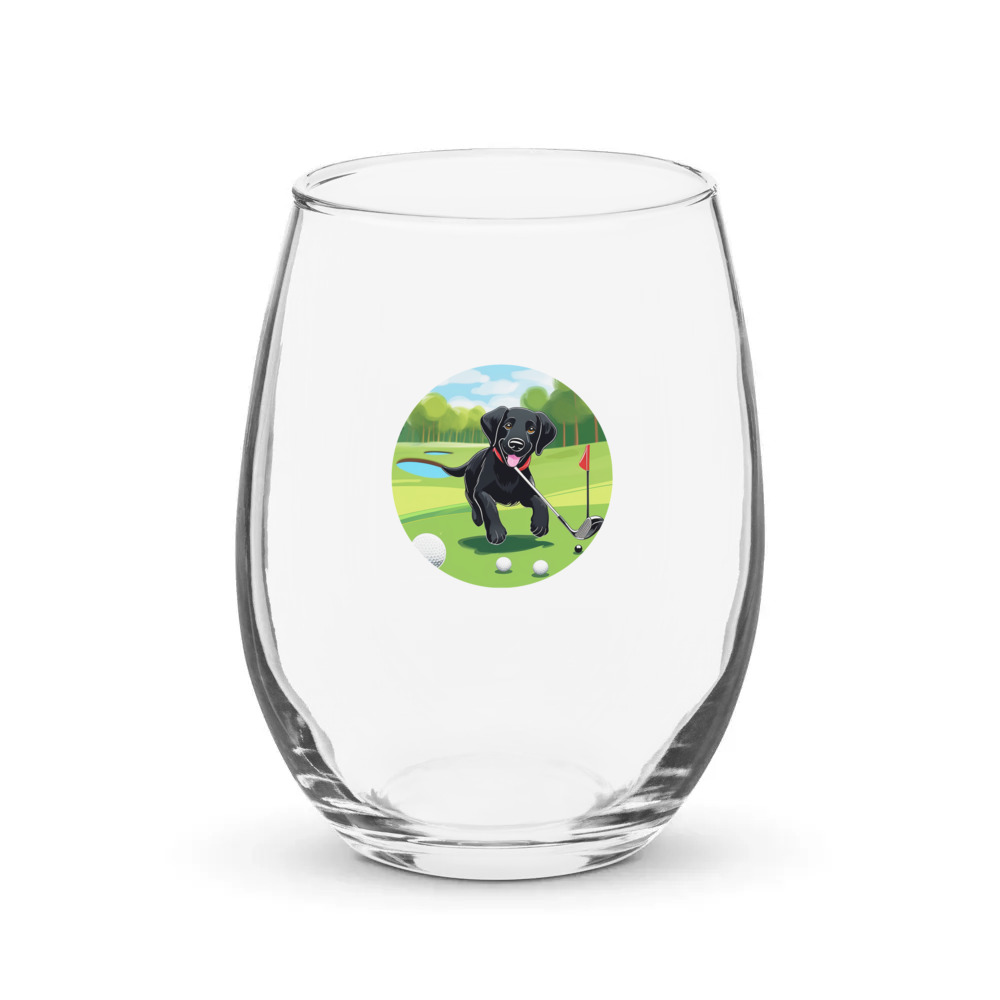 PugMug Custom Black Labrador Retriever Stemless Wine Glass