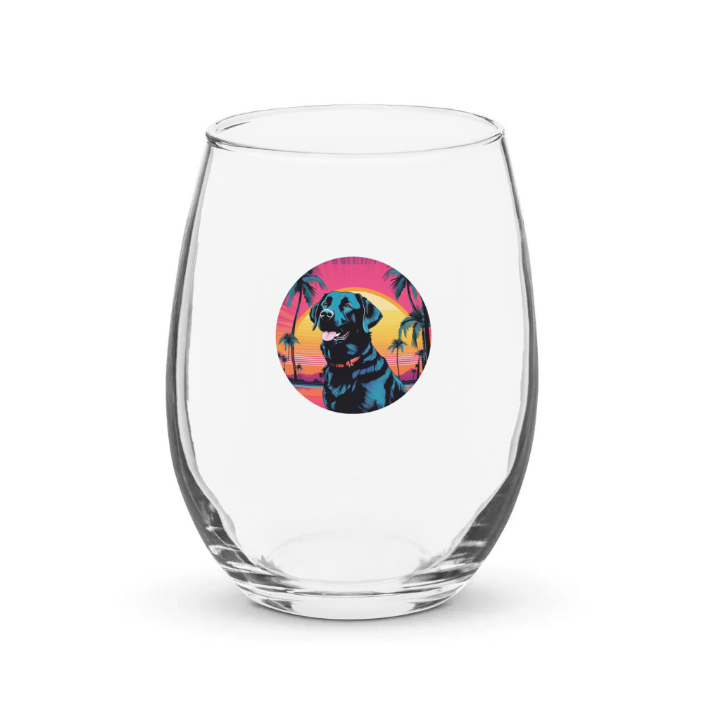 PugMug Custom Black Labrador Retriever Stemless Wine Glass