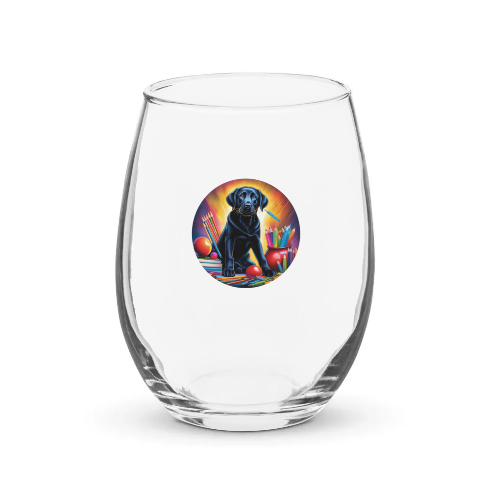 PugMug Custom Black Labrador Retriever Stemless Wine Glass