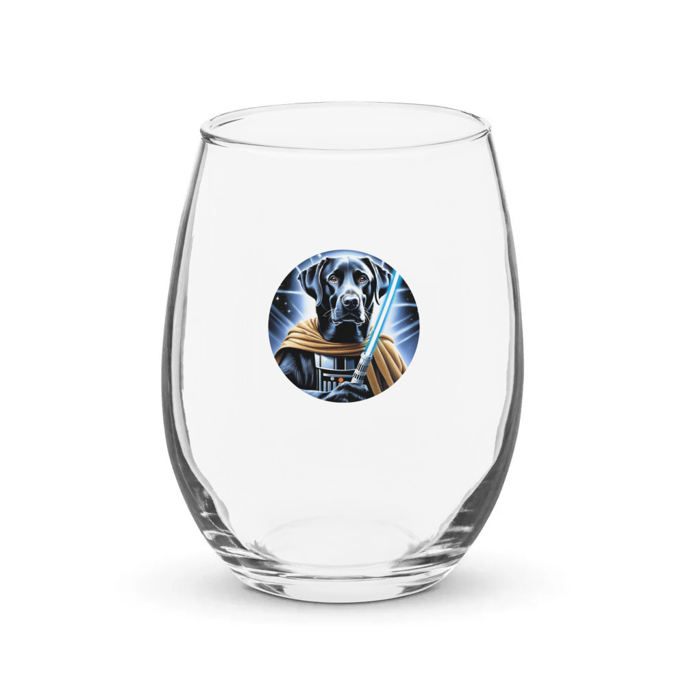 PugMug Custom Black Labrador Retriever Stemless Wine Glass