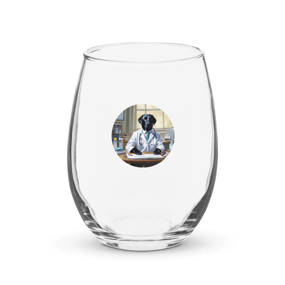 PugMug Custom Black Labrador Retriever Stemless Wine Glass