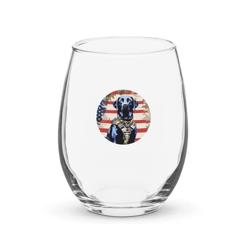 PugMug Custom Black Labrador Retriever Stemless Wine Glass