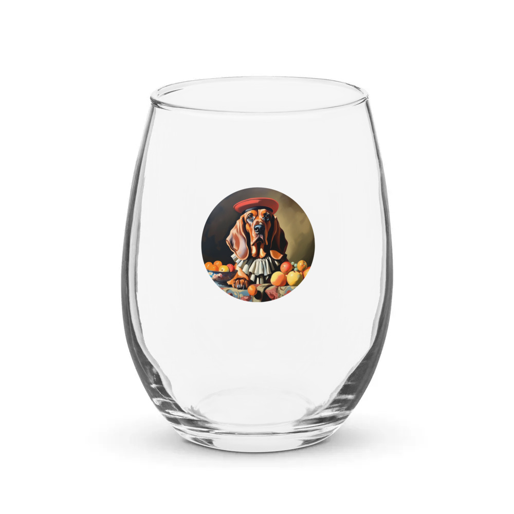 PugMug Custom Bloodhound Stemless Wine Glass
