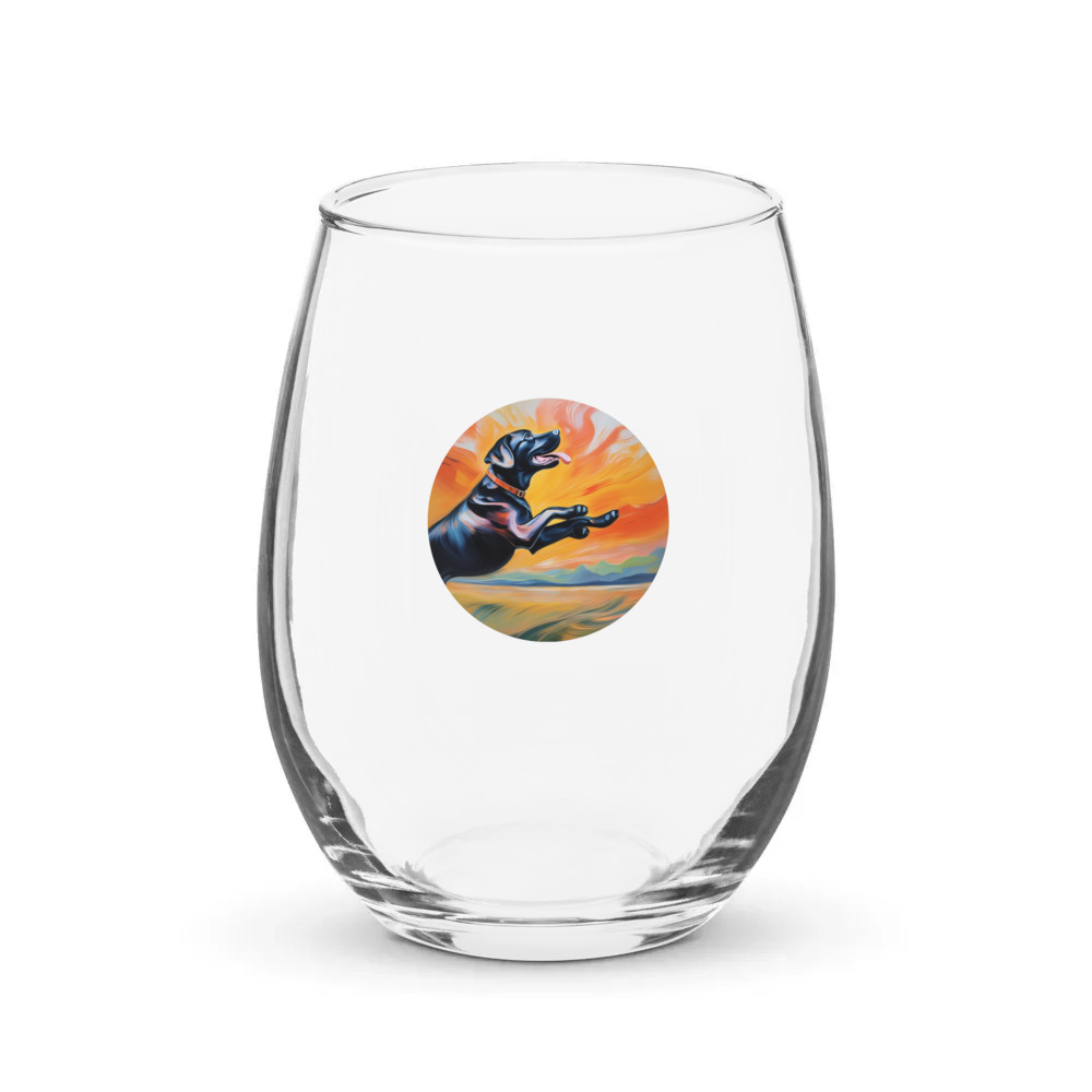 PugMug Custom Black Labrador Retriever Stemless Wine Glass