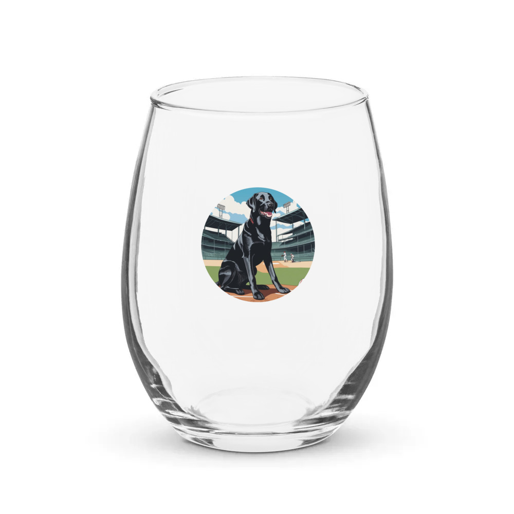 PugMug Custom Black Labrador Retriever Stemless Wine Glass