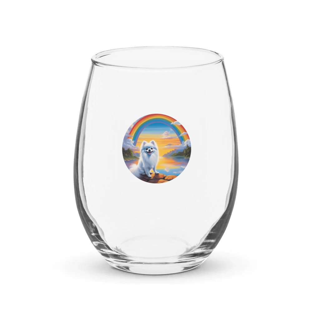 PugMug Custom White Pomeranian Stemless Wine Glass