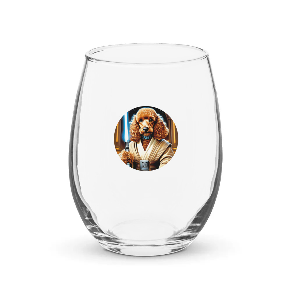PugMug Custom Tan Poodle Stemless Wine Glass
