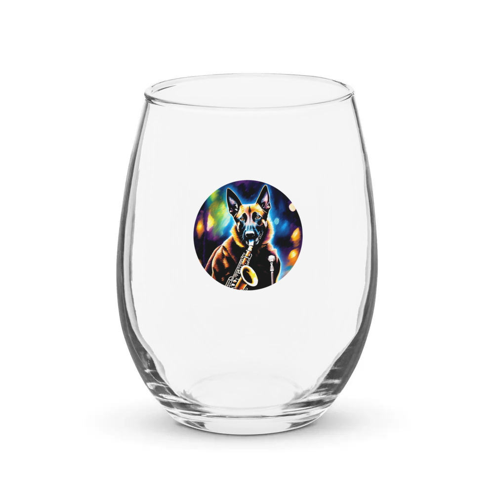 PugMug Custom Belgian Malinois Stemless Wine Glass