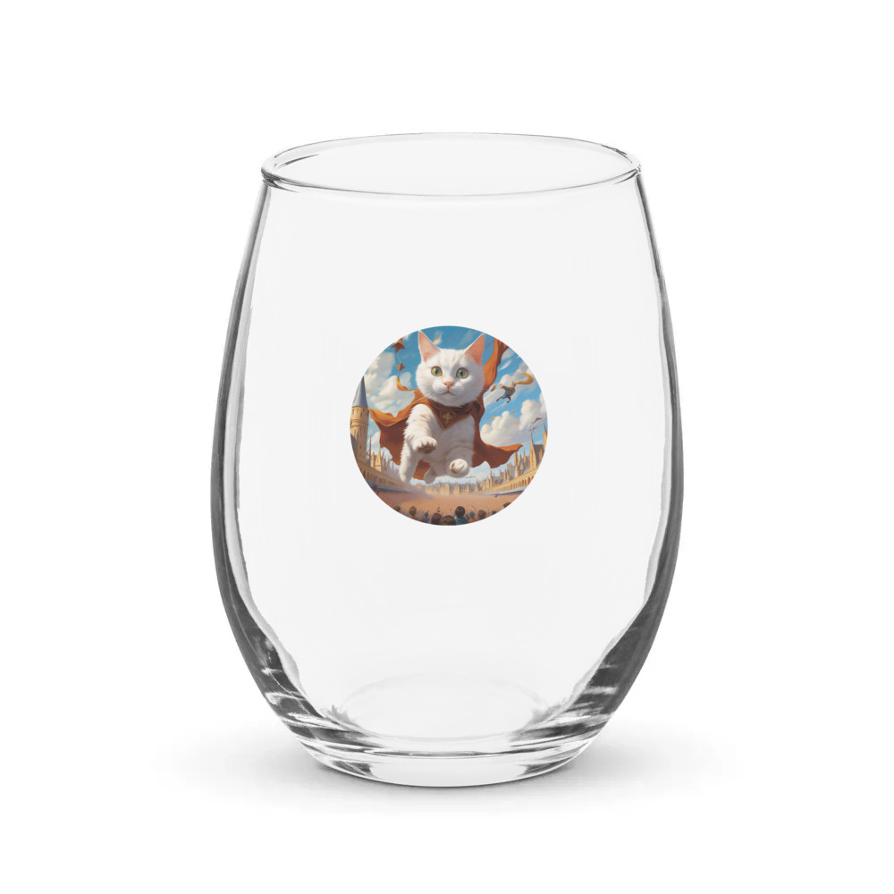 PugMug Custom White Companion Cat Stemless Wine Glass