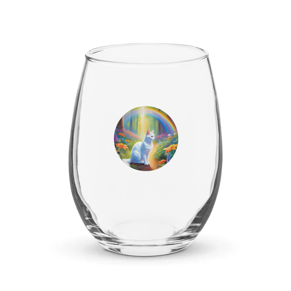 PugMug Custom White Companion Cat Stemless Wine Glass