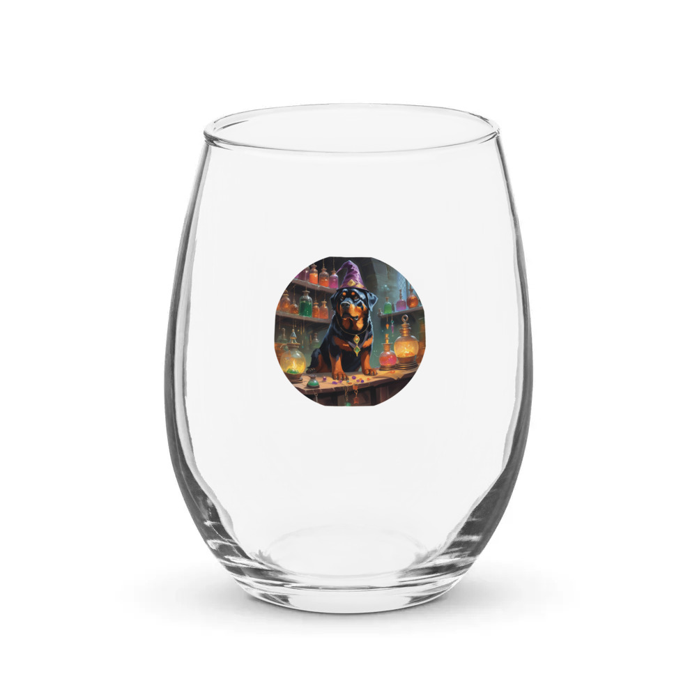 PugMug Custom Rottweiler Stemless Wine Glass