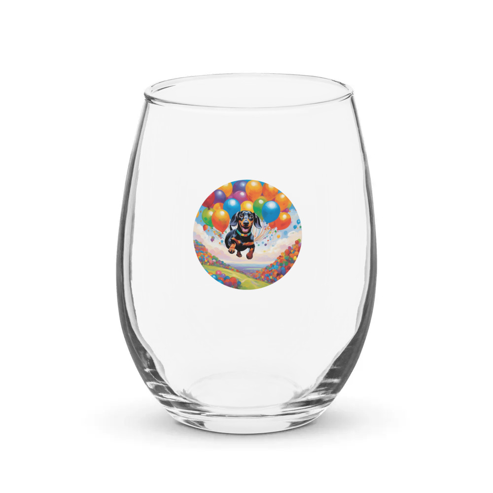 PugMug Custom Black Dachshund Stemless Wine Glass