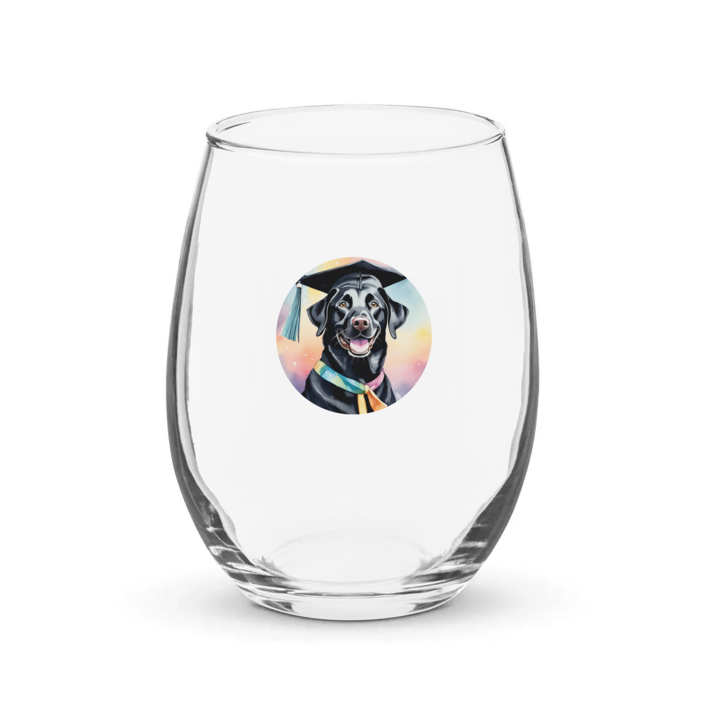 PugMug Custom Black Labrador Retriever Stemless Wine Glass