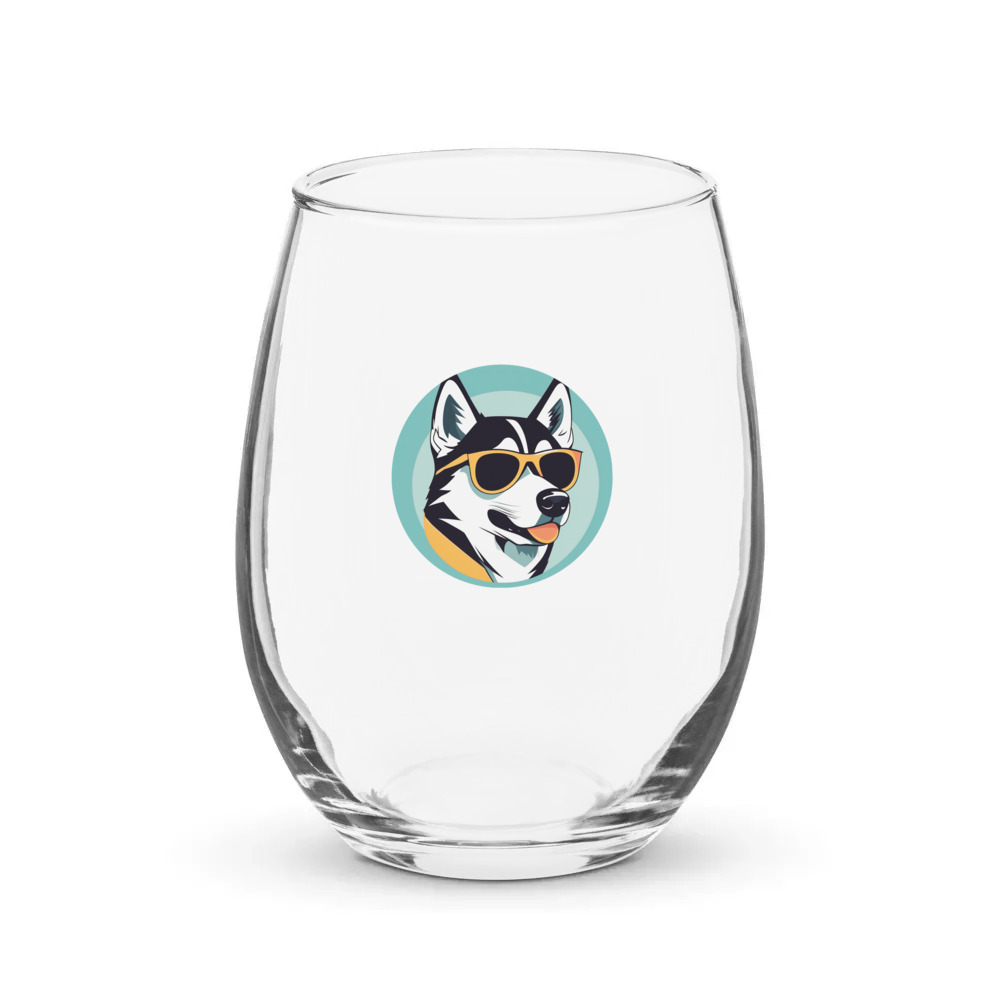 PugMug Custom Siberian Husky Stemless Wine Glass
