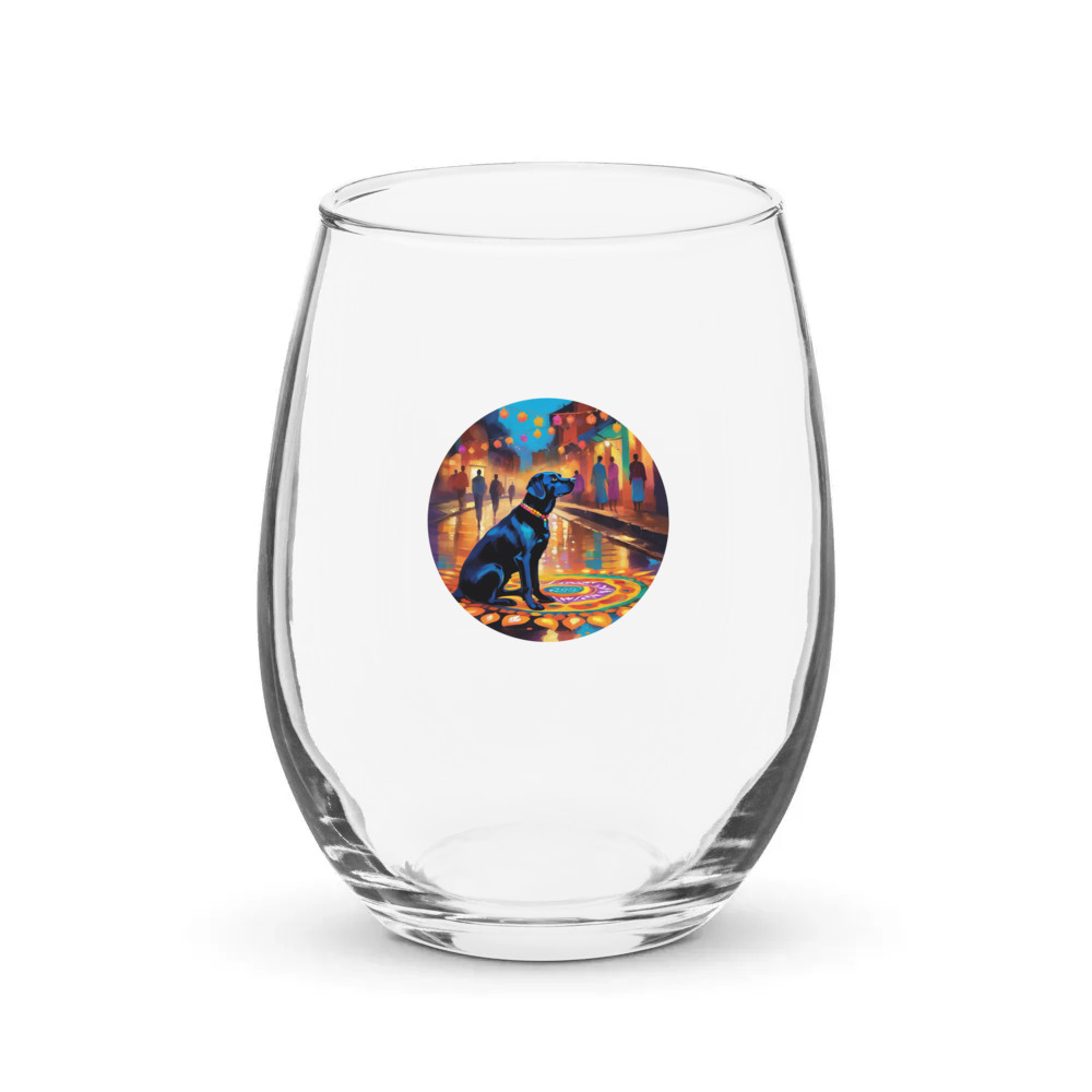 PugMug Custom Black Labrador Retriever Stemless Wine Glass