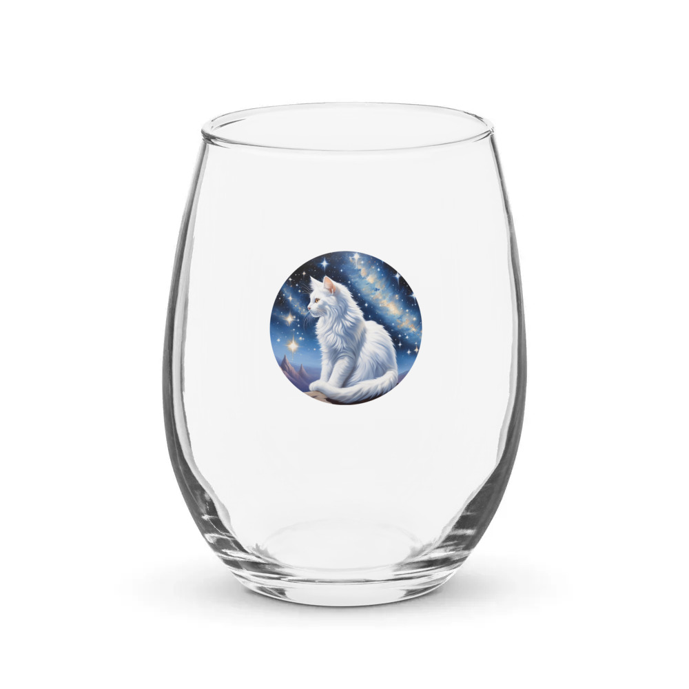 PugMug Custom White Companion Cat Stemless Wine Glass